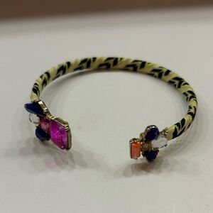 Vintage 80s Colorful Patterned Bracelet with Gem Accents